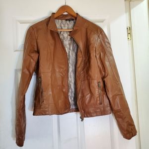 Snake print leather jacket